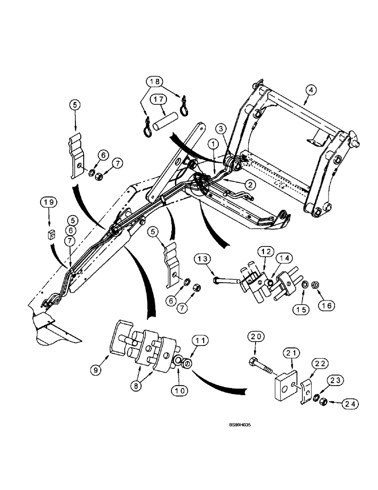 Схема запчастей Case 580L - (8-064) - LOADER HYDRAULIC TOOL QUICK COUPLER AT LOADER LIFT FRAME (08) - HYDRAULICS