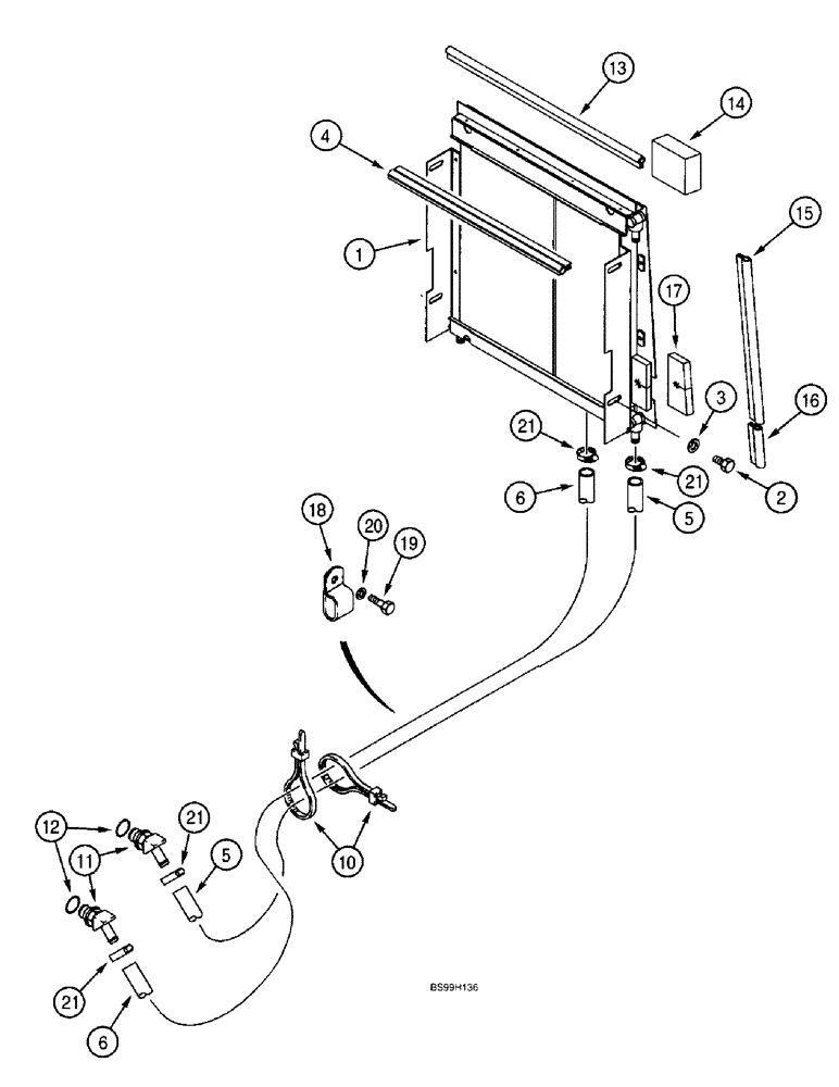Схема запчастей Case 590SL - (6-024) - TRANS. COOLING SYSTEM, USED W/ 239739A1 HEAVY DUTY RADIATOR ASSY., MODELS W/O POWERSHIFT TRANS. (06) - POWER TRAIN