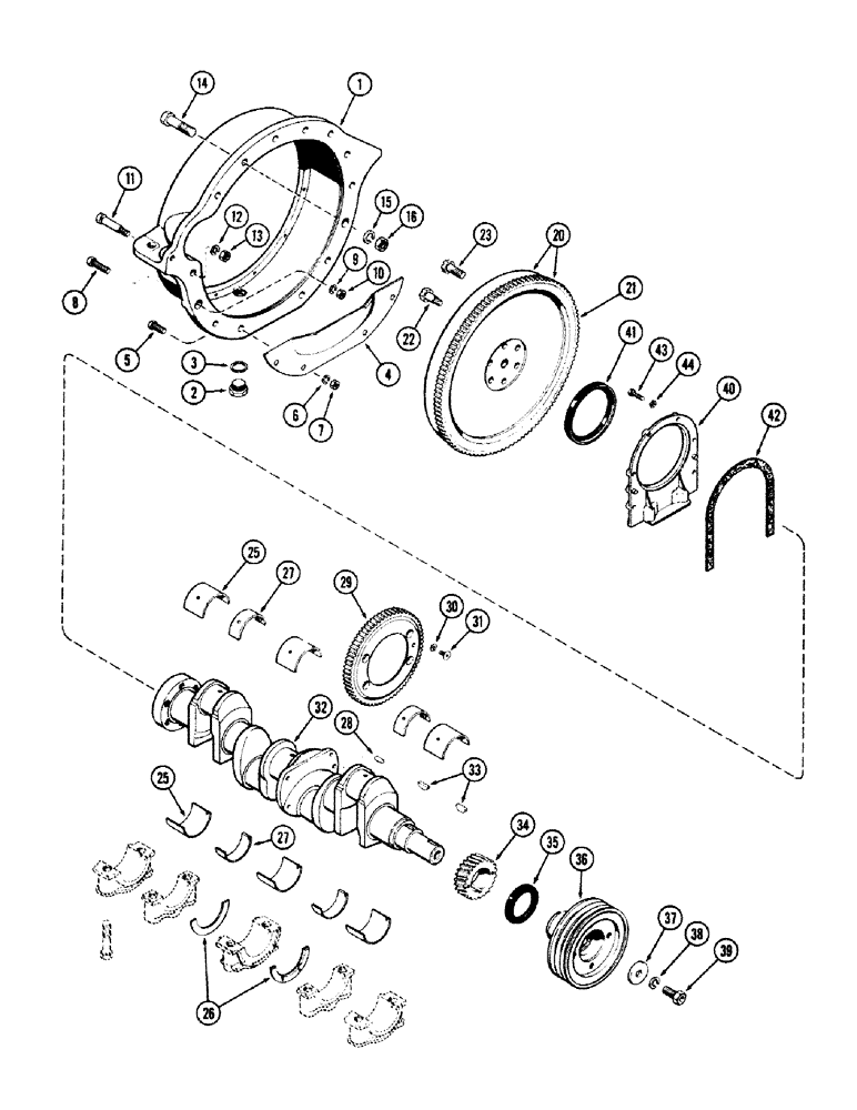 Схема запчастей Case 680CK - (018) - FLYWHEEL AND HOUSING, (267) DIESEL ENGINE (10) - ENGINE