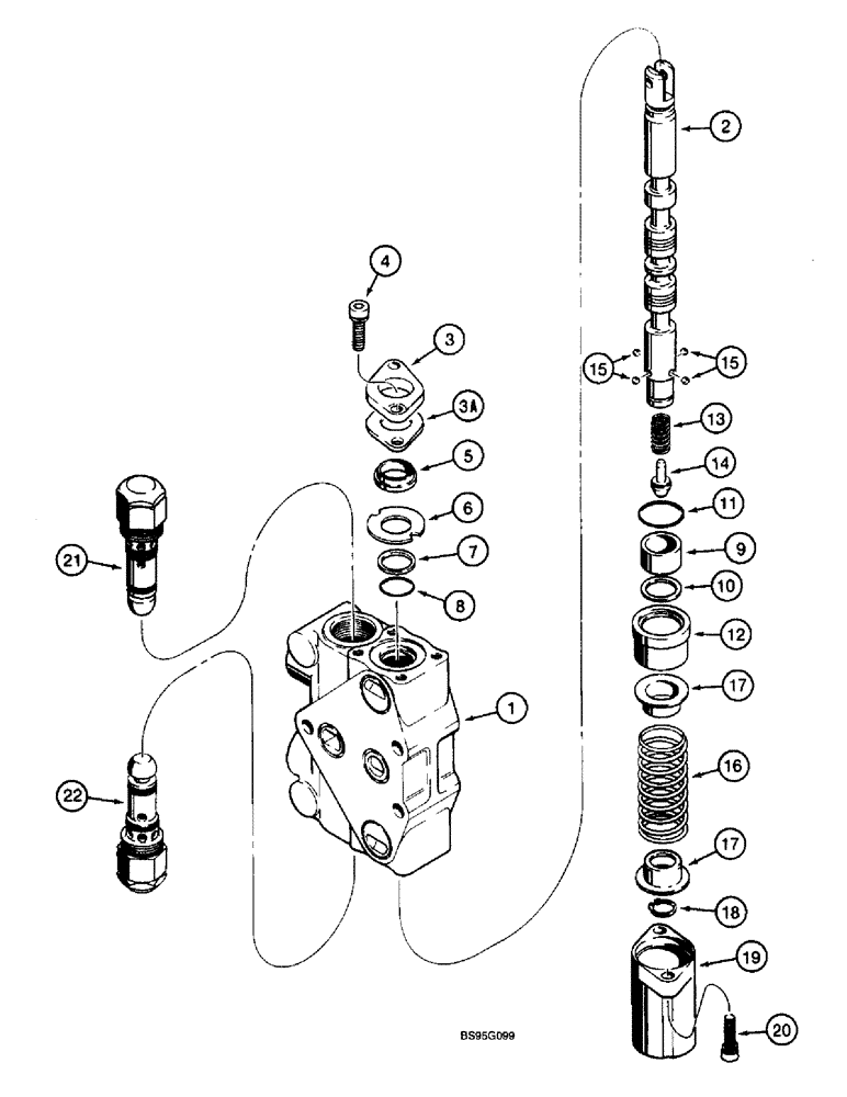 Схема запчастей Case 580L - (8-126) - THREE-POINT HITCH CONTROL VALVE LIFT SECTION W/TWO CIRCUIT RELIEF VALVES (08) - HYDRAULICS