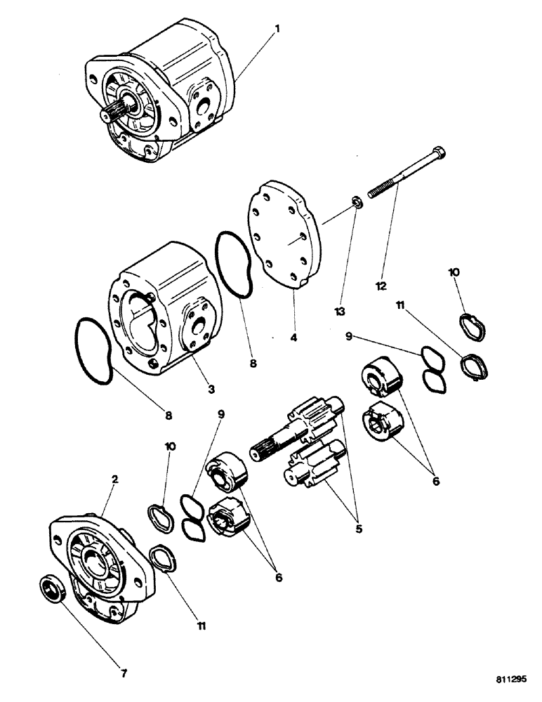 Схема запчастей Case 580G - (269A) - HYDRAULIC PUMP - DOWTY (REF. 2P 3163) UP TO NO. 3.939.084 (08) - HYDRAULICS