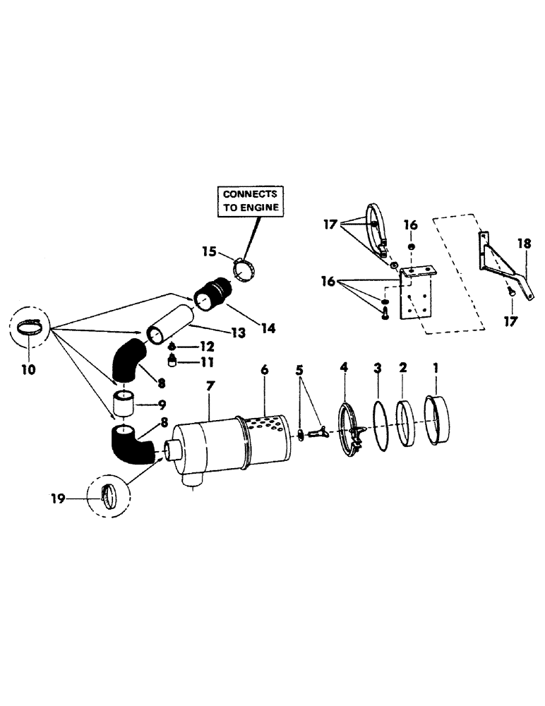 Схема запчастей Case 40YC - (027) - AIR CLEANER AND ATTACHING PARTS FOR:, CASE 504BD DIESEL ENGINE (01) - ENGINE