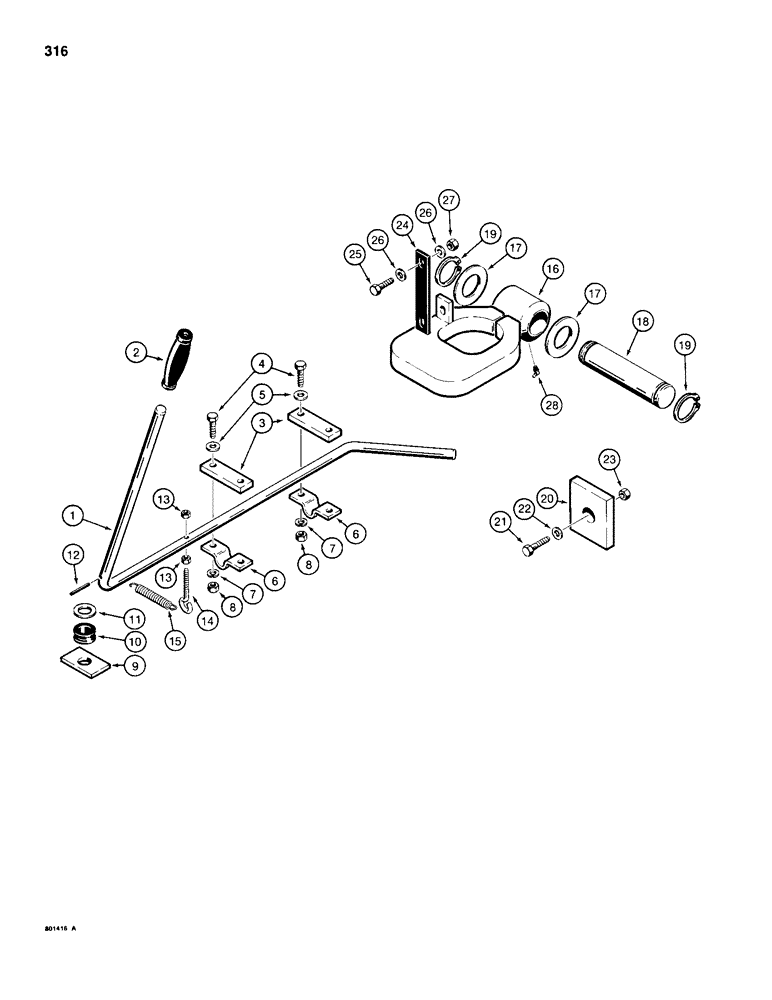 Схема запчастей Case 680H - (316) - BOOM LATCH (09) - CHASSIS/ATTACHMENTS