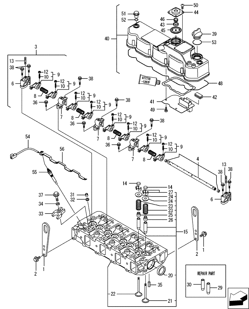 Схема запчастей Case CX50B - (08-004) - CYLINDER HEAD & BONNET (10) - ENGINE