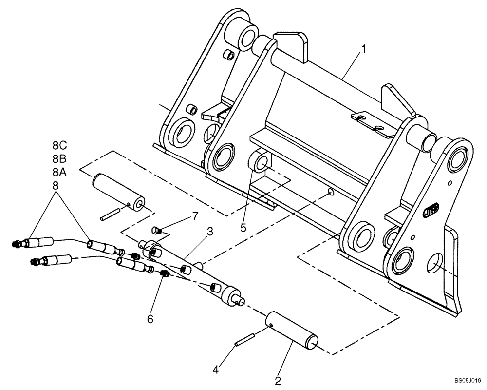 Схема запчастей Case 521D - (09-08A) - COUPLER, HYDRAULIC - XT - JRB (09) - CHASSIS