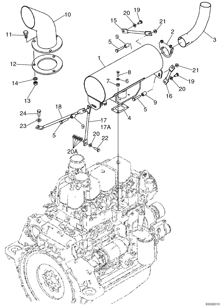 Схема запчастей Case 445CT - (02-03) - EXHAUST SYSTEM (02) - ENGINE