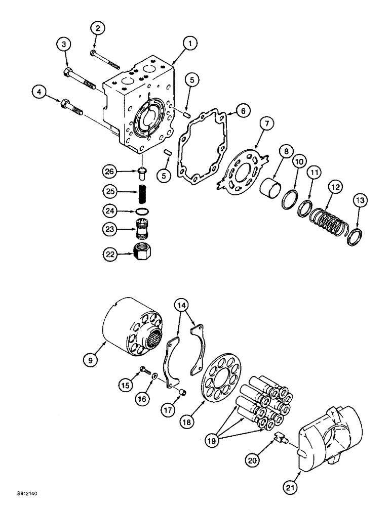 Схема запчастей Case 860 - (8-082) - TRENCHER DRIVE MOTOR ASSEMBLY - H674755 (08) - HYDRAULICS