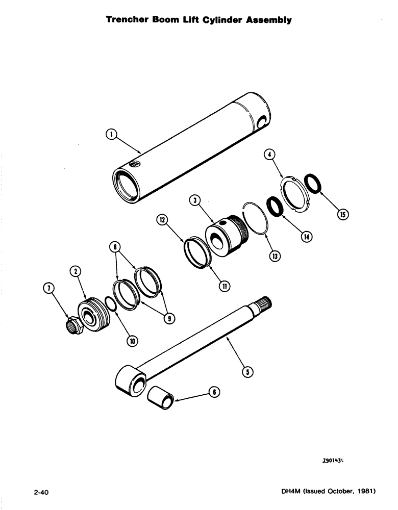 Схема запчастей Case DH4 - (2-40) - TRENCHER BOOM LIFT CYLINDER ASSEMBLY (89) - TOOLS