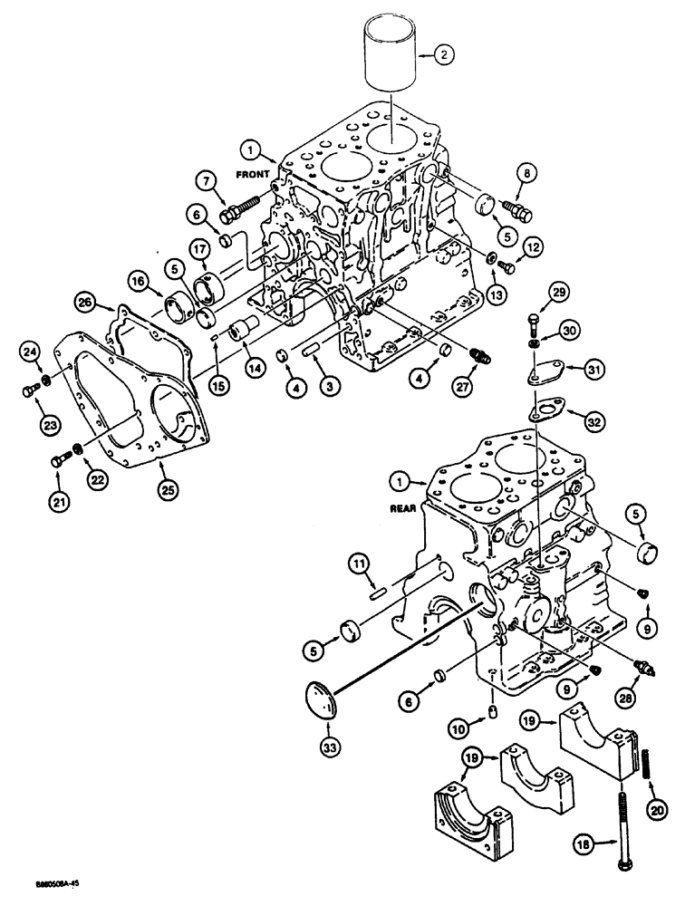 Схема запчастей Case CASE - (2-28) - CYLINDER BLOCK (02) - ENGINE