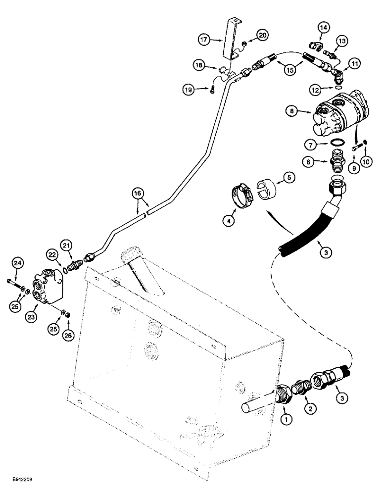 Схема запчастей Case 860 - (5-06) - FRONT STEERING HYDRAULIC CIRCUIT - RESERVOIR TO DUAL PUMP TO PRIORITY FLOW DIVIDER VALVE (05) - STEERING