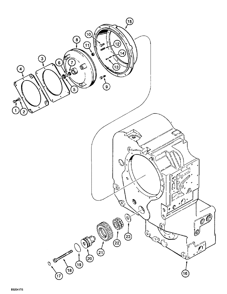 Схема запчастей Case 721B - (6-10) - TRANSMISSION ASSEMBLY, IDLER GEAR, CONVERTER AND COVER (06) - POWER TRAIN