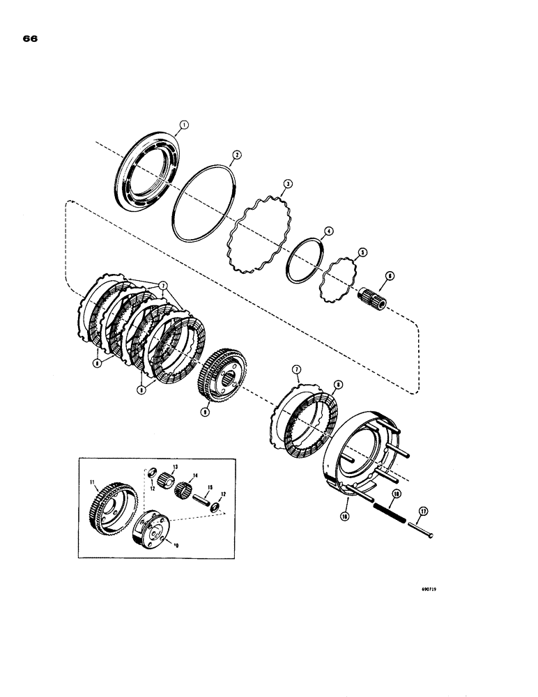 Схема запчастей Case W24 - (066) - TRANSMISSION, REVERSE CLUTCH AND PLANETARY, BEFORE TRANSMISSION S.N. 35042 (06) - POWER TRAIN