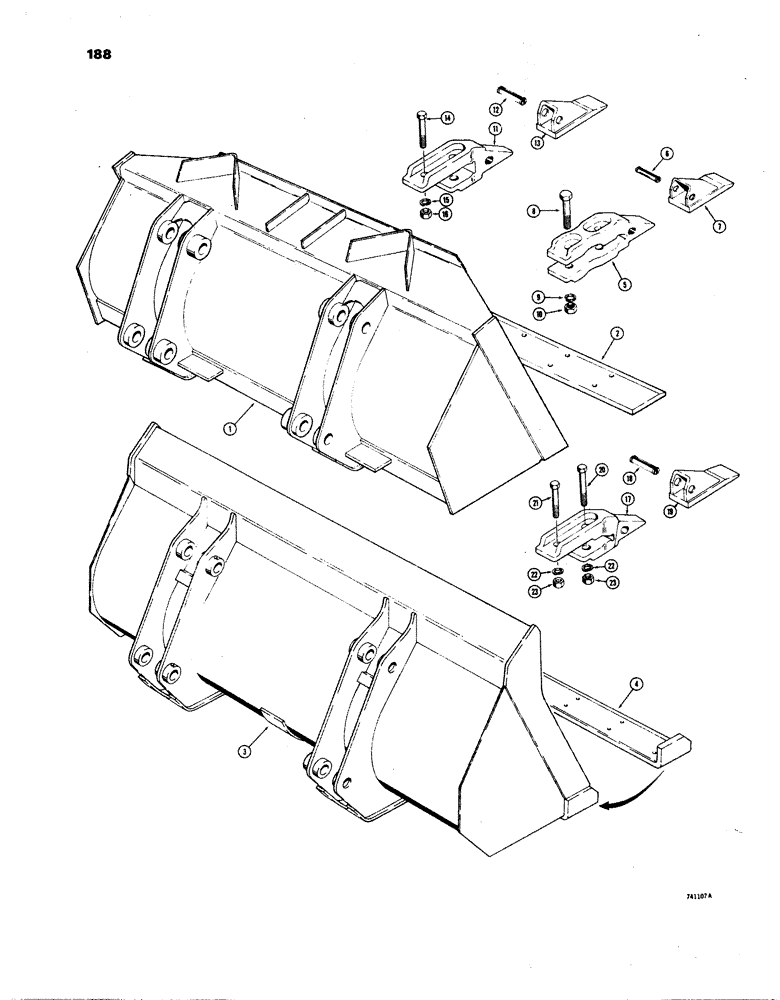 Схема запчастей Case W24B - (188) - LOADER BUCKETS (09) - CHASSIS