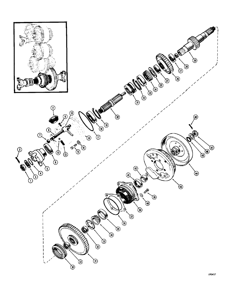 Схема запчастей Case W10C - (162) - TRANSMISSION, TRANSMISSION OUTPUT SHAFT AND REAR AXLE SHIFT-OUT (06) - POWER TRAIN