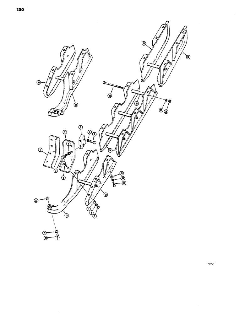 Схема запчастей Case 450 - (130) - TRACK GUIDES, BEFORE TRACTOR SN. 3062256 (04) - UNDERCARRIAGE
