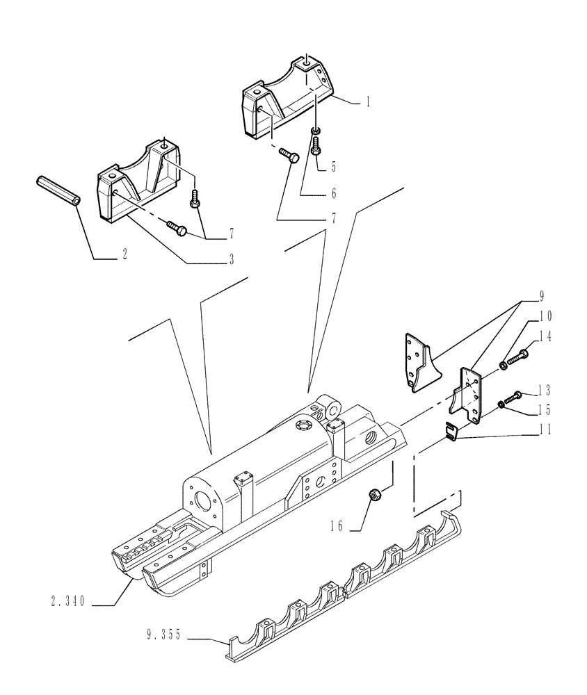 Схема запчастей Case 1850K - (9.353[01A]) - TRACK ROLLER GUARDS - SHORT - OPTIONAL CODE 784119101 - VERSION (02-03) (19) - OPTIONS
