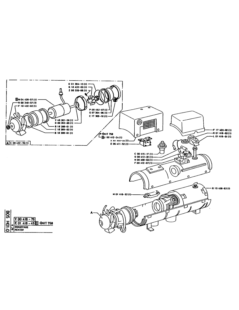 Схема запчастей Case 160CK - (046) - HEATER (05) - UPPERSTRUCTURE CHASSIS