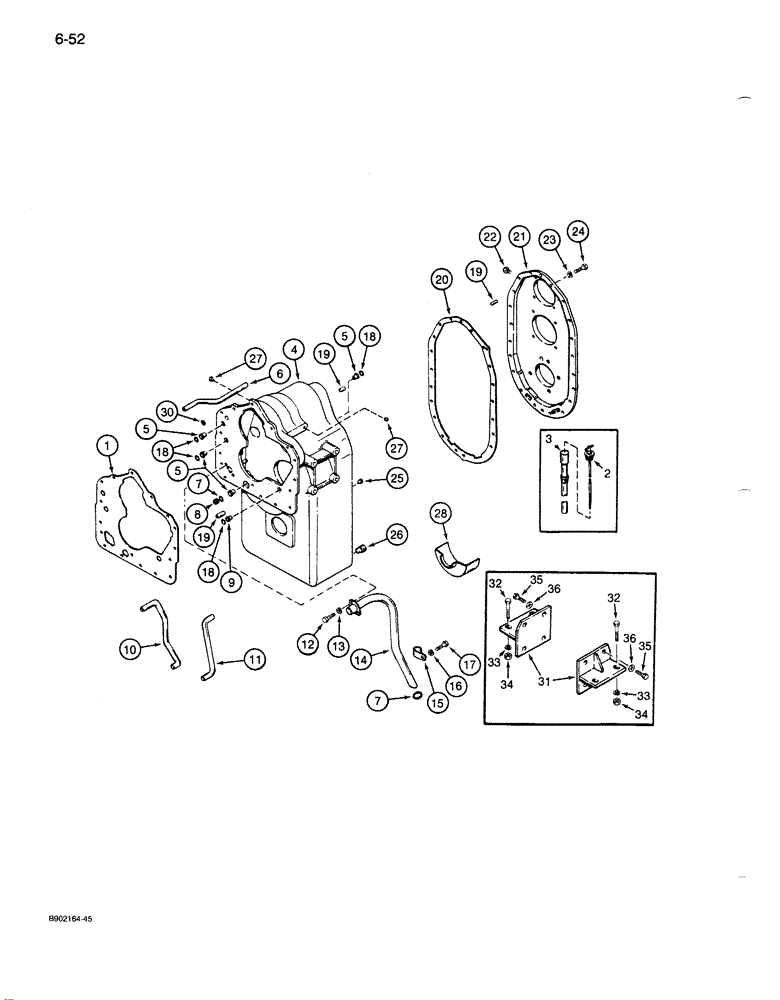 Схема запчастей Case 1085B - (6-052) - TRANSMISSION, HOUSING, COVERS, AND MOUNTING COMPONENTS (06) - POWER TRAIN