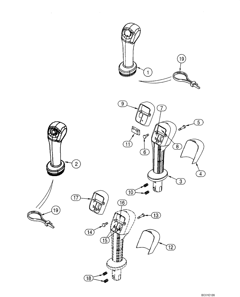 Схема запчастей Case 60XT - (04-23) - CONTROLS, RIGHT HAND - HANDLE (04) - ELECTRICAL SYSTEMS