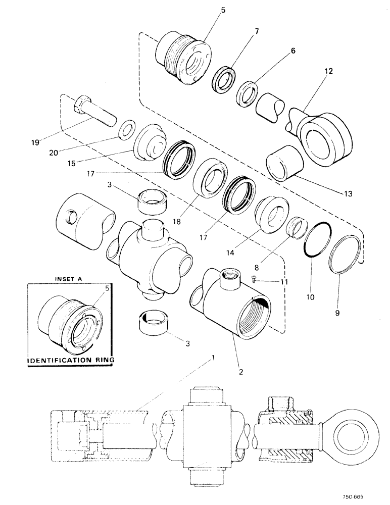 Схема запчастей Case 580F - (150) - LOADER TILT CYLINDER, UP TO NO 3.702.035, DC AND 3.733.215, TC (35) - HYDRAULIC SYSTEMS