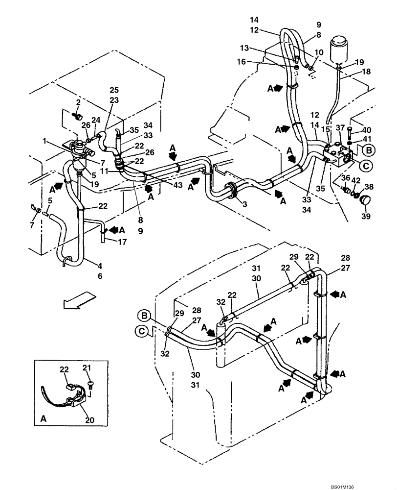 Схема запчастей Case CX290 - (03-02) - FUEL LINES (P.I.N. DAC 0729101 - DAC291268) (03) - FUEL SYSTEM