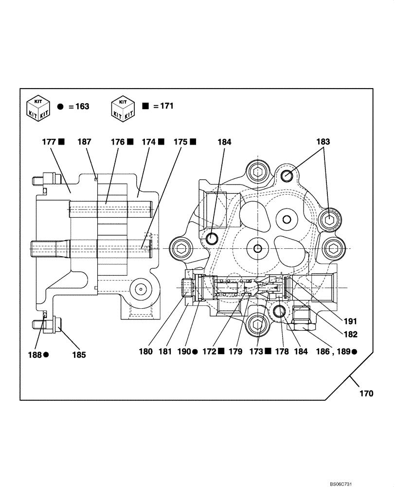 Схема запчастей Case CX330 - (08-101-00[01]) - HIGH PRESSURE PUMP - PUMP, PILOT CONTROL (STANDARD) (08) - HYDRAULICS
