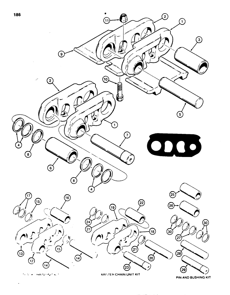 Схема запчастей Case 850B - (186) - R33351 TRACK CHAIN (04) - UNDERCARRIAGE