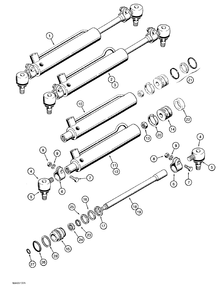 Схема запчастей Case 480F LL - (5-14) - STEERING CYLINDERS (05) - STEERING