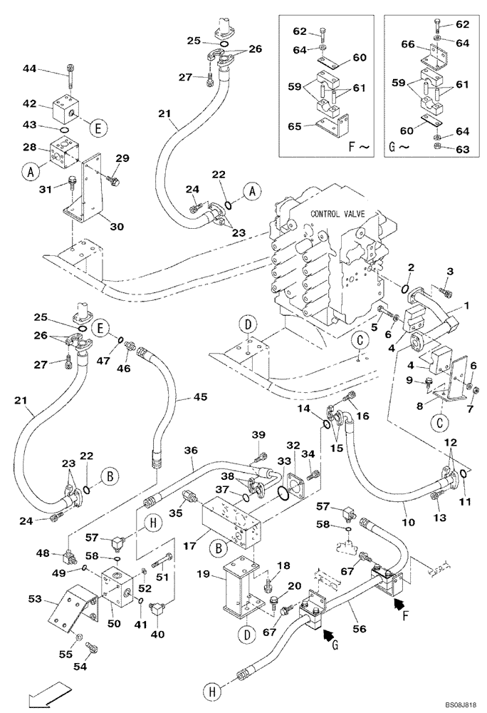 Схема запчастей Case CX800B - (08-37[01]) - HYDRAULIC CIRCUIT - SINGLE ACTING CIRCUIT (08) - HYDRAULICS