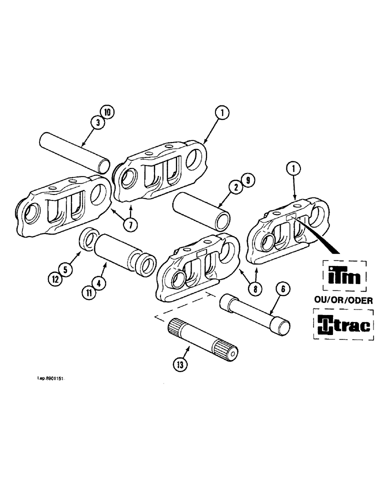 Схема запчастей Case 1088 - (5-14) - TRACK CHAIN, LINKS, AND PINS (11) - TRACKS/STEERING