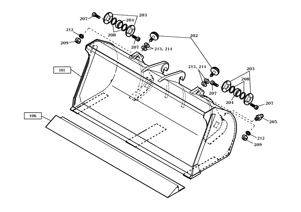 Схема запчастей Case 321D - (64.200[001]) - LOADING BUCKET INSTALLATION 1000 L (OPTION) (S/N 591052-UP) No Description