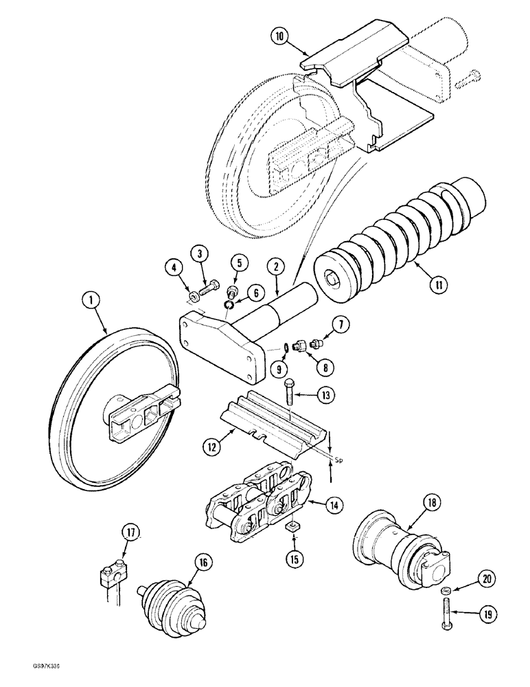 Схема запчастей Case 170C - (5-06) - TRACK SHOES AND ADJUSTMENT CYLINDER MOUNTING, P.I.N. 74501 AND AFTER (11) - TRACKS/STEERING