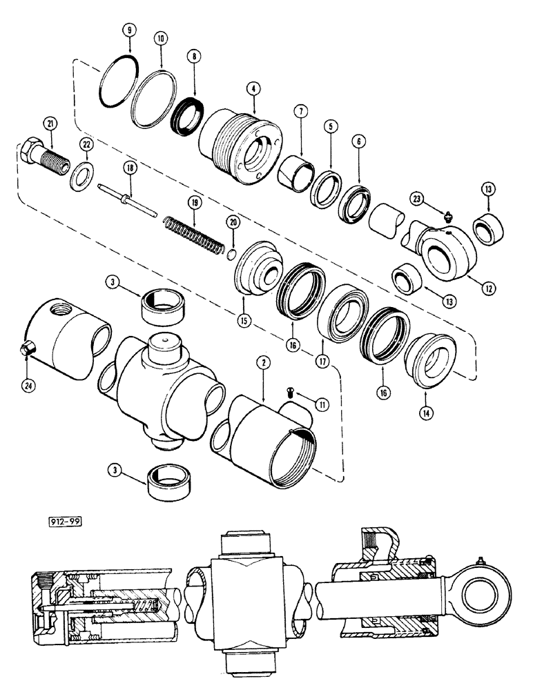 Схема запчастей Case 35 - (172) - BACKHOE SWING CYLINDER 