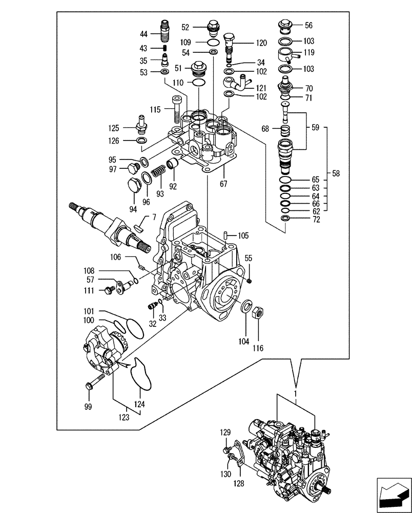 Схема запчастей Case CX50B - (08-011) - FUEL INJECTION PUMP (10) - ENGINE