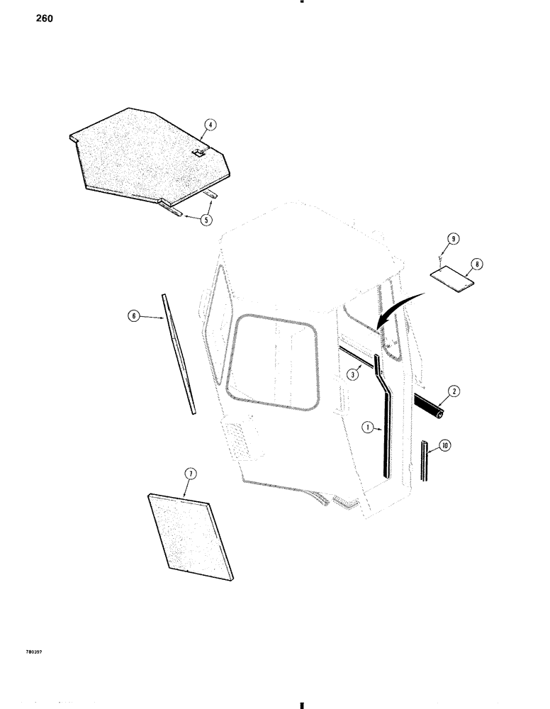 Схема запчастей Case W11 - (260) - CAB SEALS, PADS, AND PANELS (09) - CHASSIS/ATTACHMENTS