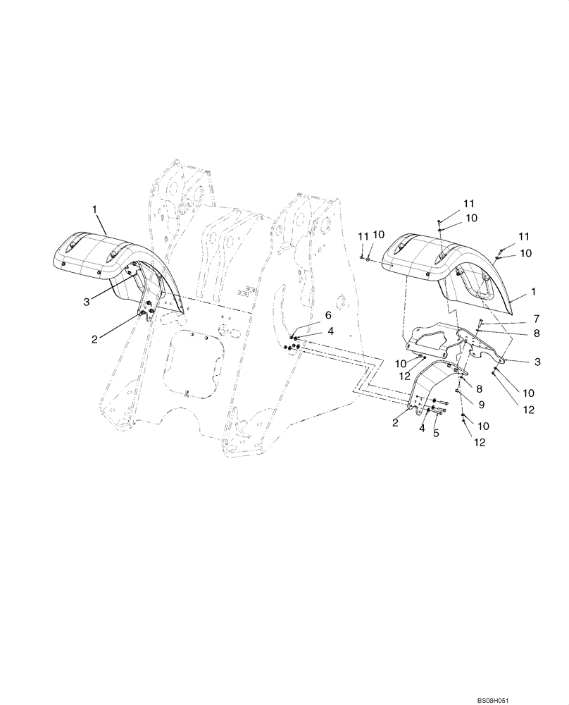 Схема запчастей Case 921F - (90.116.04) - FENDER FRONT STANDARD (90) - PLATFORM, CAB, BODYWORK AND DECALS