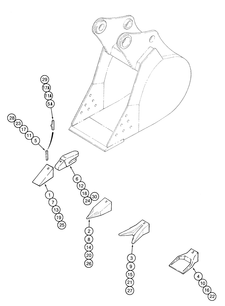 Схема запчастей Case 9050B - (9-090) - HENSLEY BUCKET TOOTH OPTIONS (09) - CHASSIS