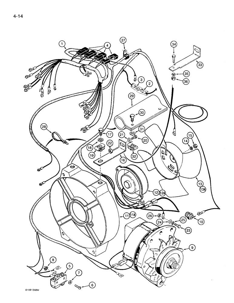 Схема запчастей Case 360 - (4-14) - MAIN WIRING HARNESS AND CONNECTIONS - DEUTZ DIESEL ENGINE MODELS PRIOR TO P.I.N. JAF0022340 (04) - ELECTRICAL SYSTEMS