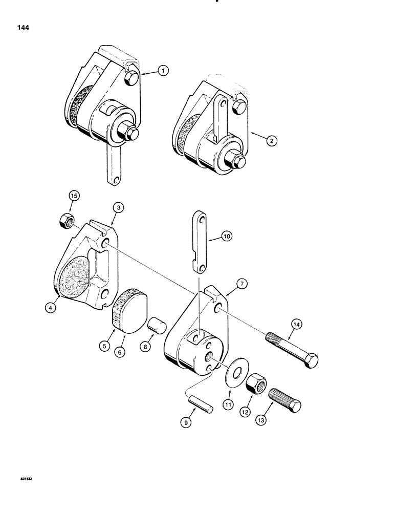 Схема запчастей Case P60 - (144) - H638841 AND H638858 DISC BRAKE CALIPER (33) - BRAKES & CONTROLS