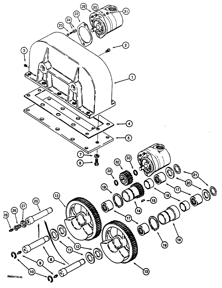 Схема запчастей Case CASE - (9-54) - PLOW GEARBOX ASSEMBLY AND MOTOR MOUNTING (09) - CHASSIS
