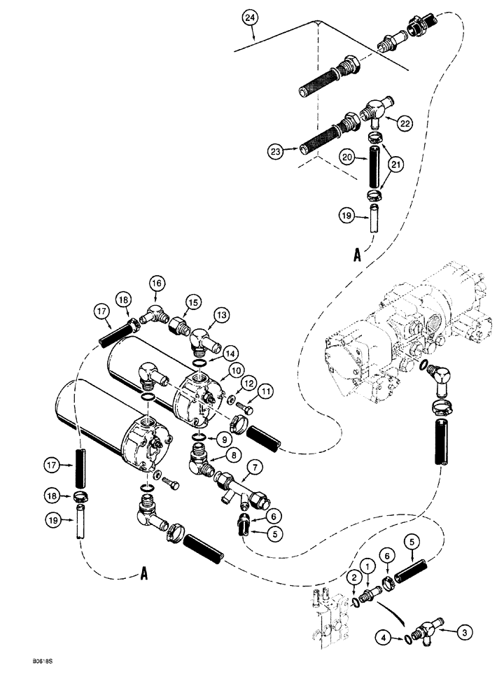 Схема запчастей Case 760 - (08-024) - BASIC HYDRAULIC CIRCUIT, RETURN FILTERS AND LINES (35) - HYDRAULIC SYSTEMS
