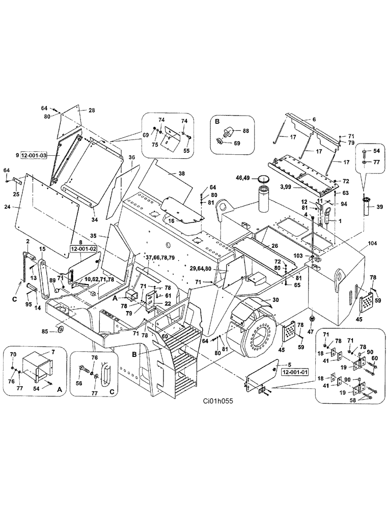 Схема запчастей Case SR20 - (12-001-00[01]) - CHASSIS (12) - Chassis/Attachments