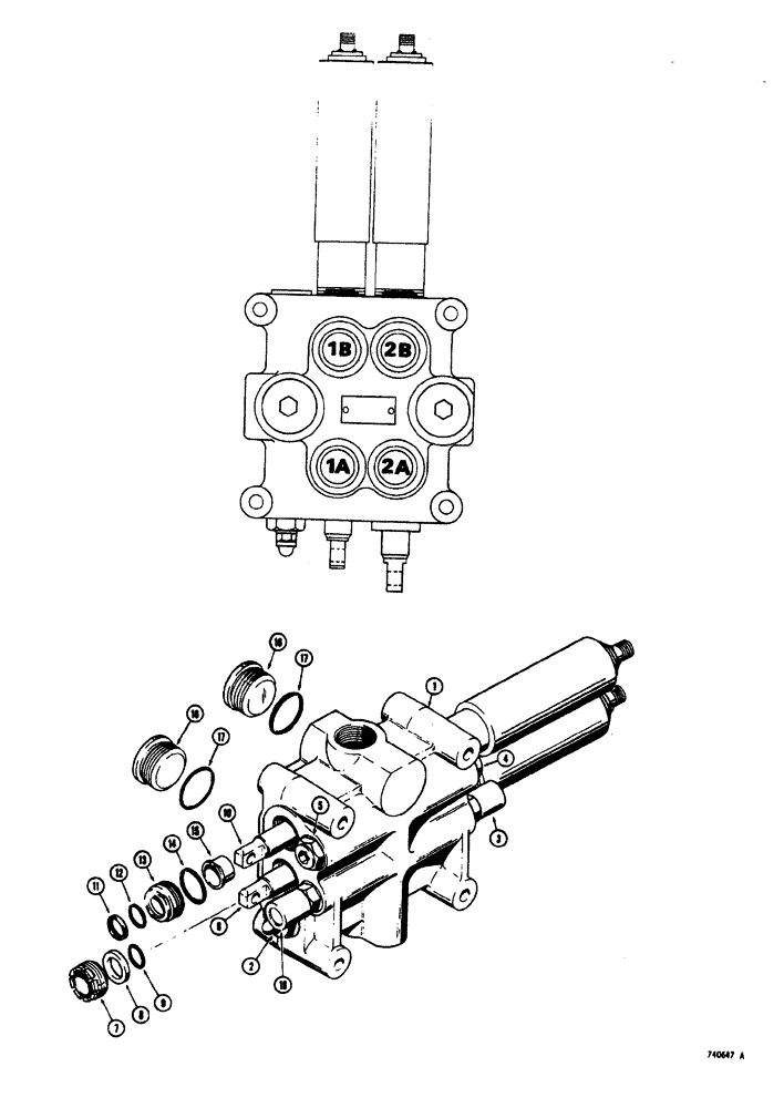 Схема запчастей Case W20 - (314) - L57678 AND L70410 LOADER CONTROL VALVE (2 SPOOL) (08) - HYDRAULICS