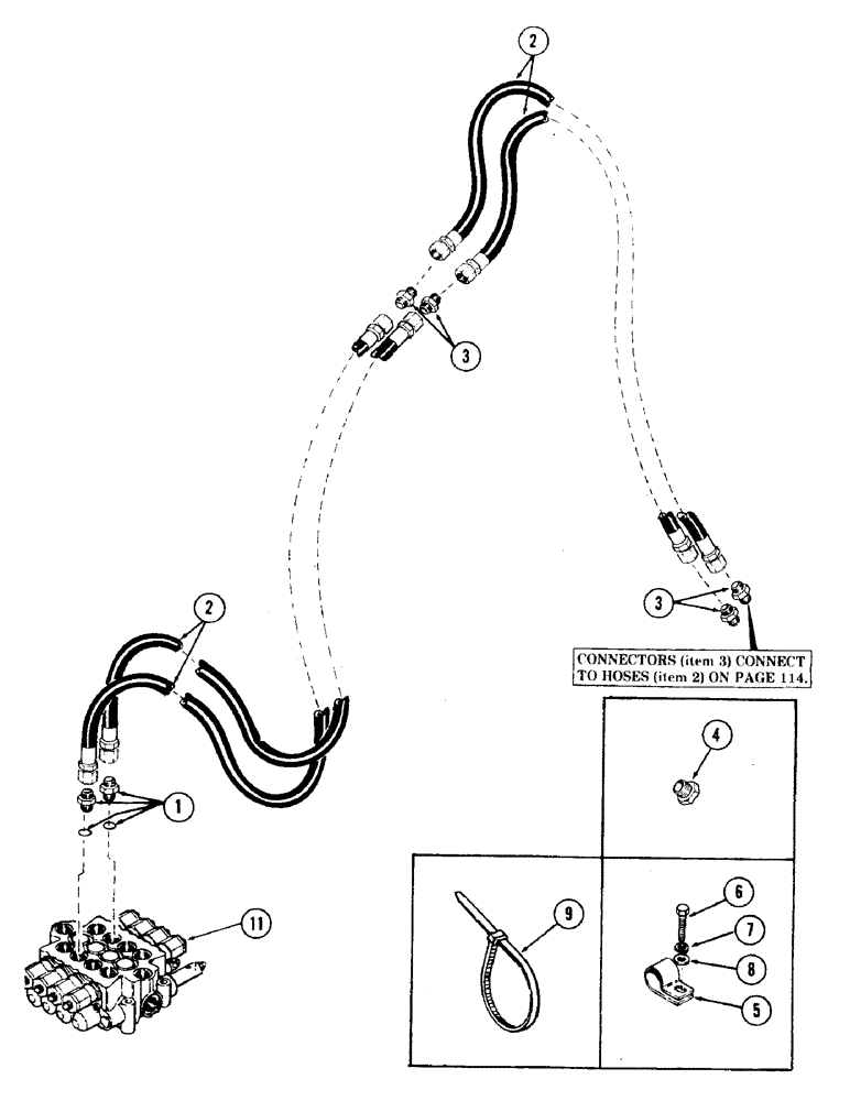 Схема запчастей Case 35 - (134) - AUXILIARY HOSES, (USED ON UNITS WITH "E" BOOM) (35) - HYDRAULIC SYSTEMS