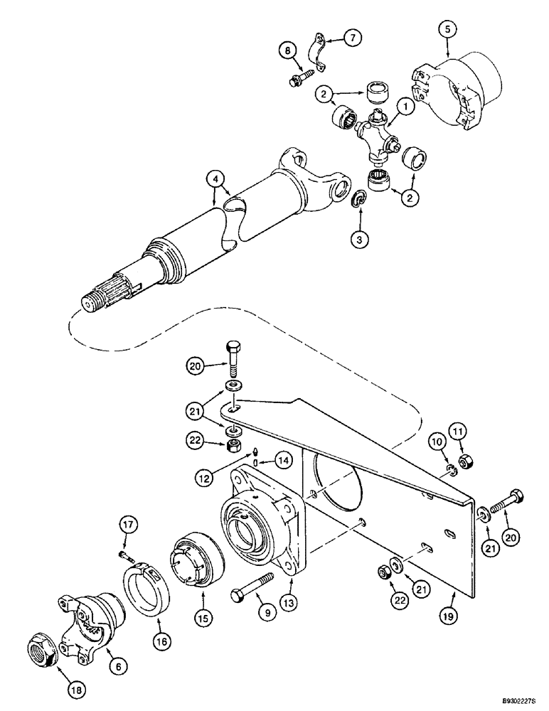 Схема запчастей Case 721B - (6-56) - FRONT DRIVE SHAFT AND SUPPORT BEARING (06) - POWER TRAIN