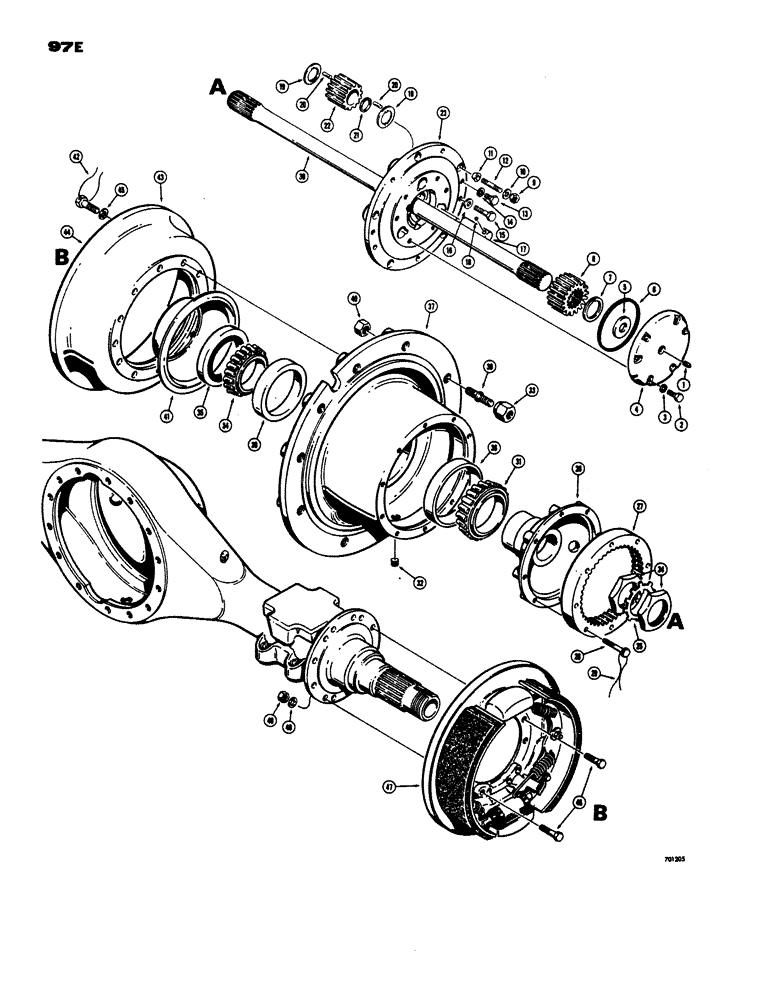 Схема запчастей Case W24 - (097E) - L26856 FRONT AXLE AND PLANETARY, TRACTOR SN 9105061 AND AFTER (06) - POWER TRAIN