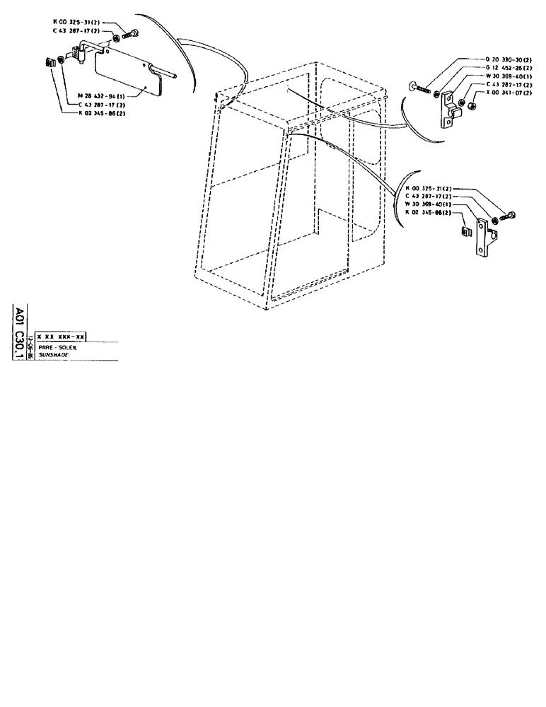 Схема запчастей Case 90BCL - (016) - SUNSHADE (05) - UPPERSTRUCTURE CHASSIS