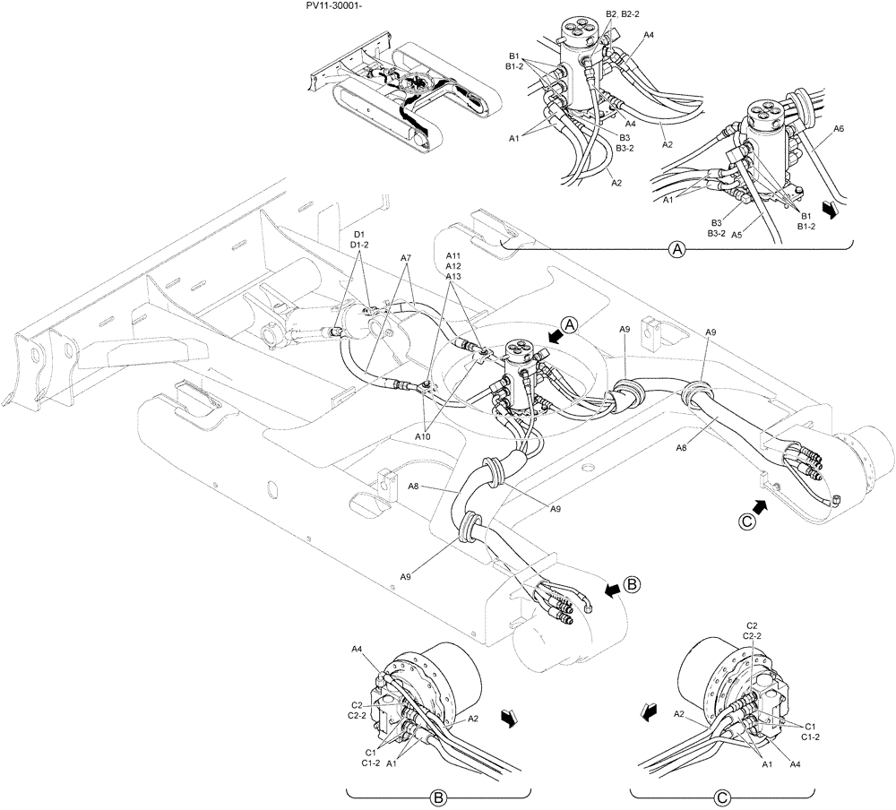 Схема запчастей Case CX27B - (02-010) - HYD LINES, LOW (35) - HYDRAULIC SYSTEMS