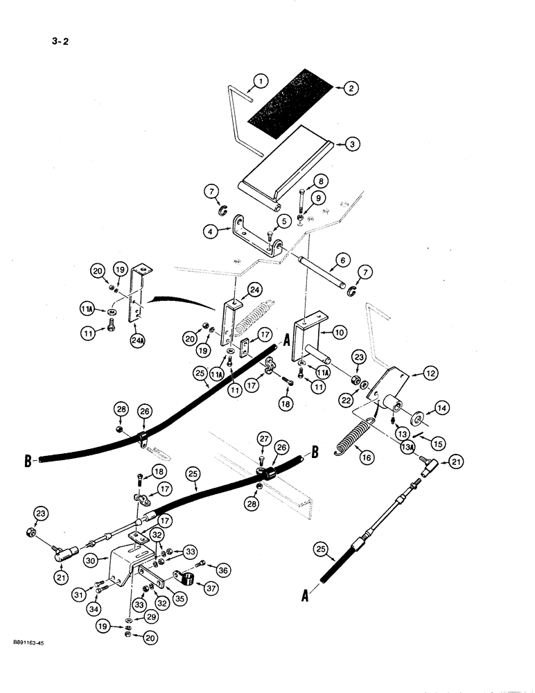 Схема запчастей Case 621 - (3-02) - FOOT THROTTLE CONTROL (03) - FUEL SYSTEM
