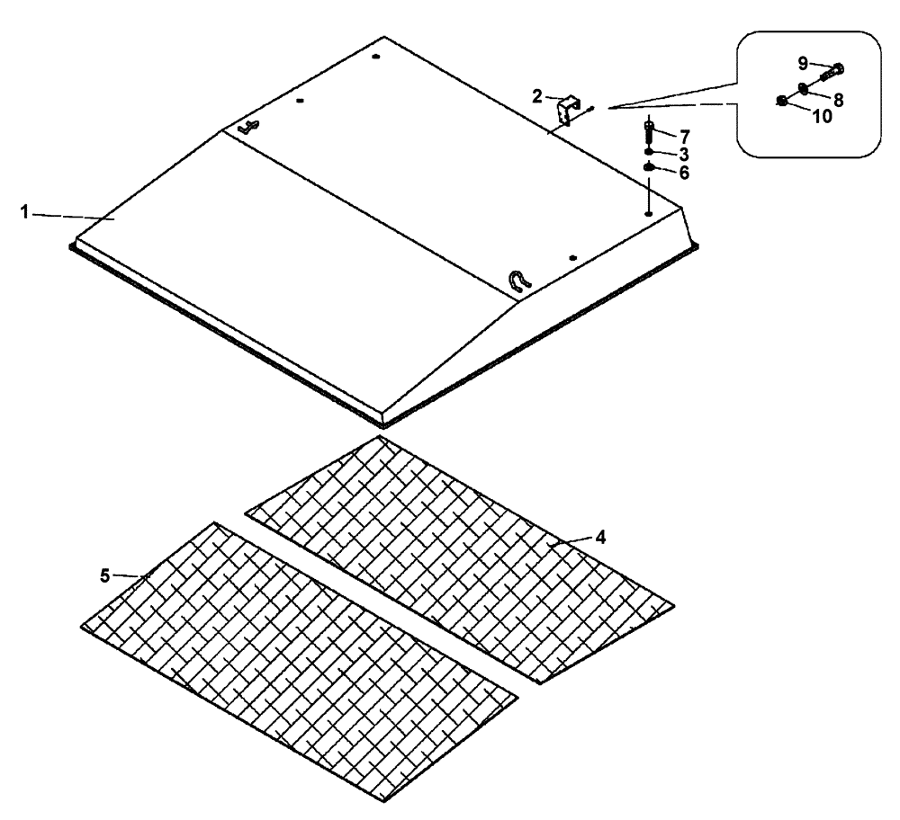 Схема запчастей Case PT240 - (90.118.02[01]) - ROOF - CANOPY (GROUP 571-ND103888) (90) - PLATFORM, CAB, BODYWORK AND DECALS